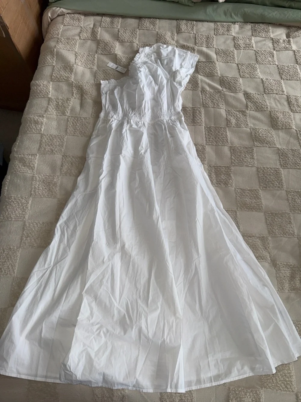NWT J. Crew White One-Shoulder Maxi Smocked Dress‎ size XS
